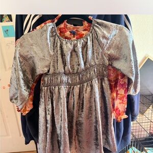 Metallic silver less dress
